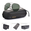 LUENX Mens Womens Sunglasses Aviator Polarized Dark Green Lens Gun Metal Frame - UV 400 Protection 60mm Driving