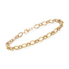 Ross-Simons 14kt Yellow Gold Textured and Polished Oval-Link Bracelet