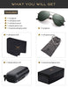 LUENX Mens Womens Sunglasses Aviator Polarized Dark Green Lens Gun Metal Frame - UV 400 Protection 60mm Driving