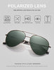 LUENX Mens Womens Sunglasses Aviator Polarized Dark Green Lens Gun Metal Frame - UV 400 Protection 60mm Driving