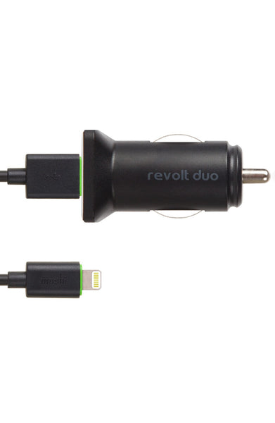 'Revolt Duo' 20W USB Car Charger with Lightning Cable